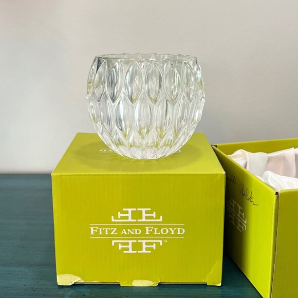 Fitz & Floyd Crystal Teardrop Votive Candle Holder Textured in Original Box - Picture 2 of 9